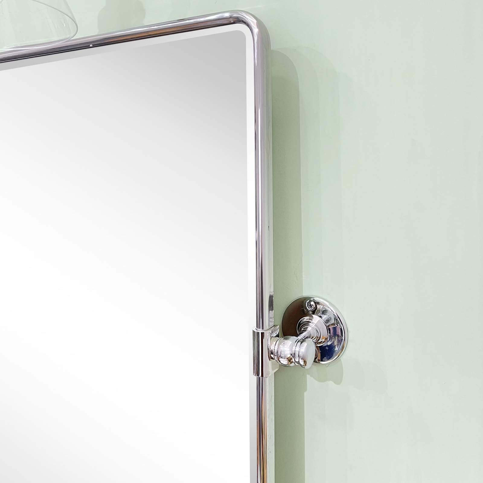 Tehome 40X30'' Chrome Pivot Mirror Horizontal 30X40'' Metal Framed Rectangle Tilting Beveled Vanity Mirrors For Wall