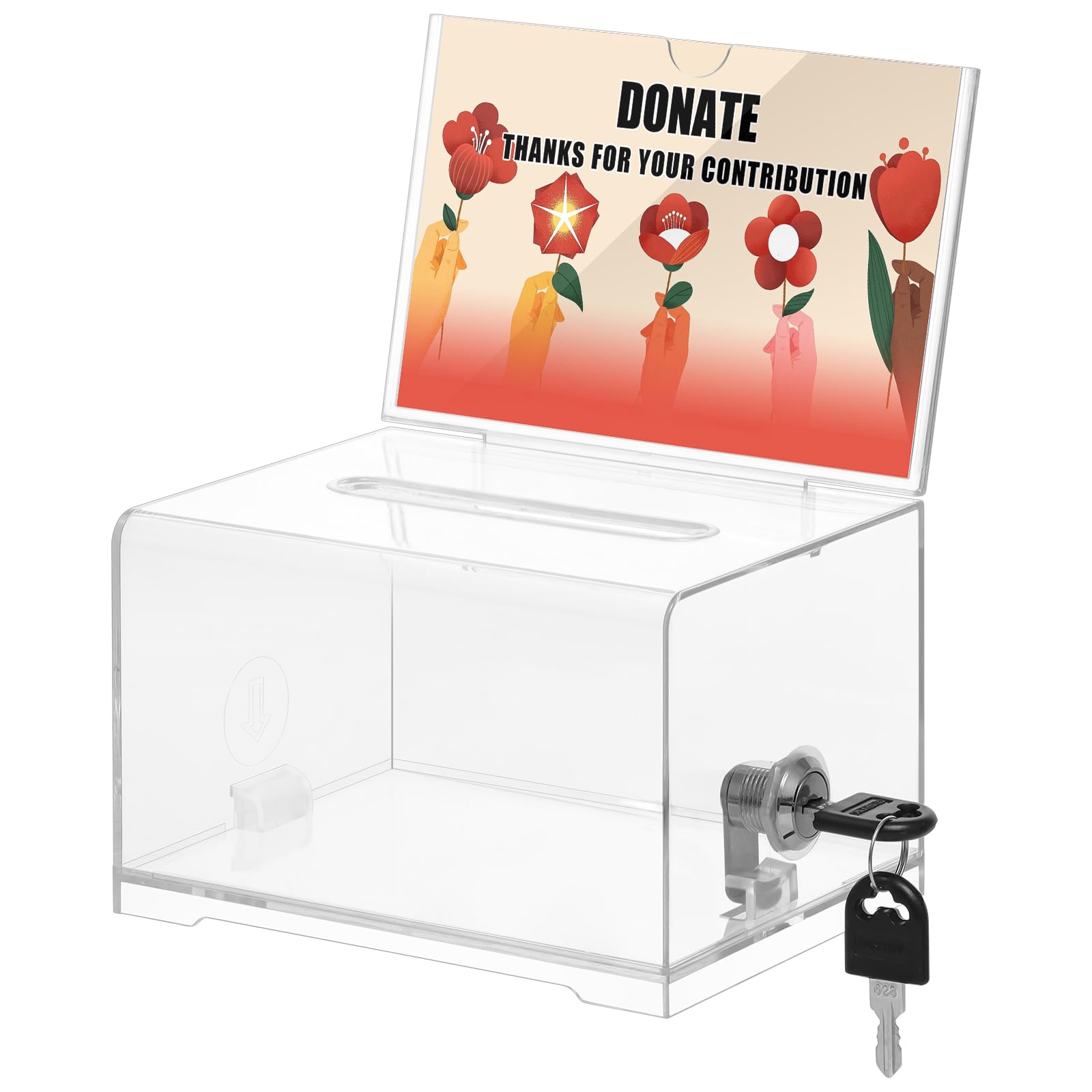 Kyodoled Clear Donation Box With Lock,Ballot Box With Sign Holder,Suggestion Box Storage Container For Voting, Raffle Box,Tip Ja
