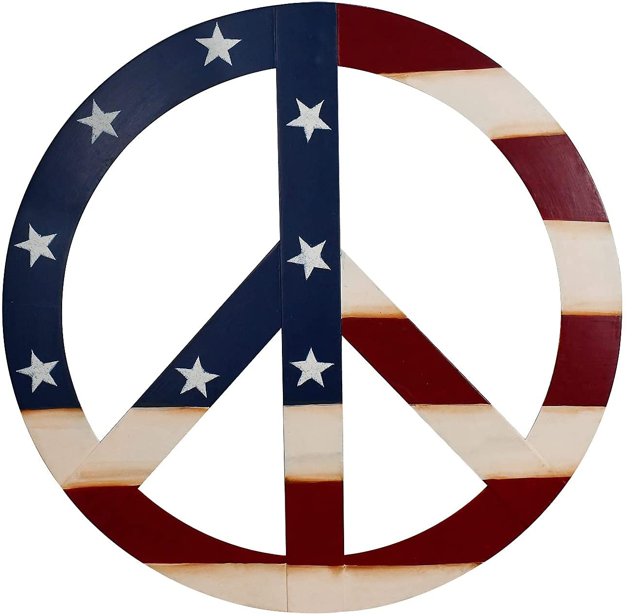 Metal Antiqued Groovy Peace Sign Rustic Wall Art Door D  cor Hippie Decoration