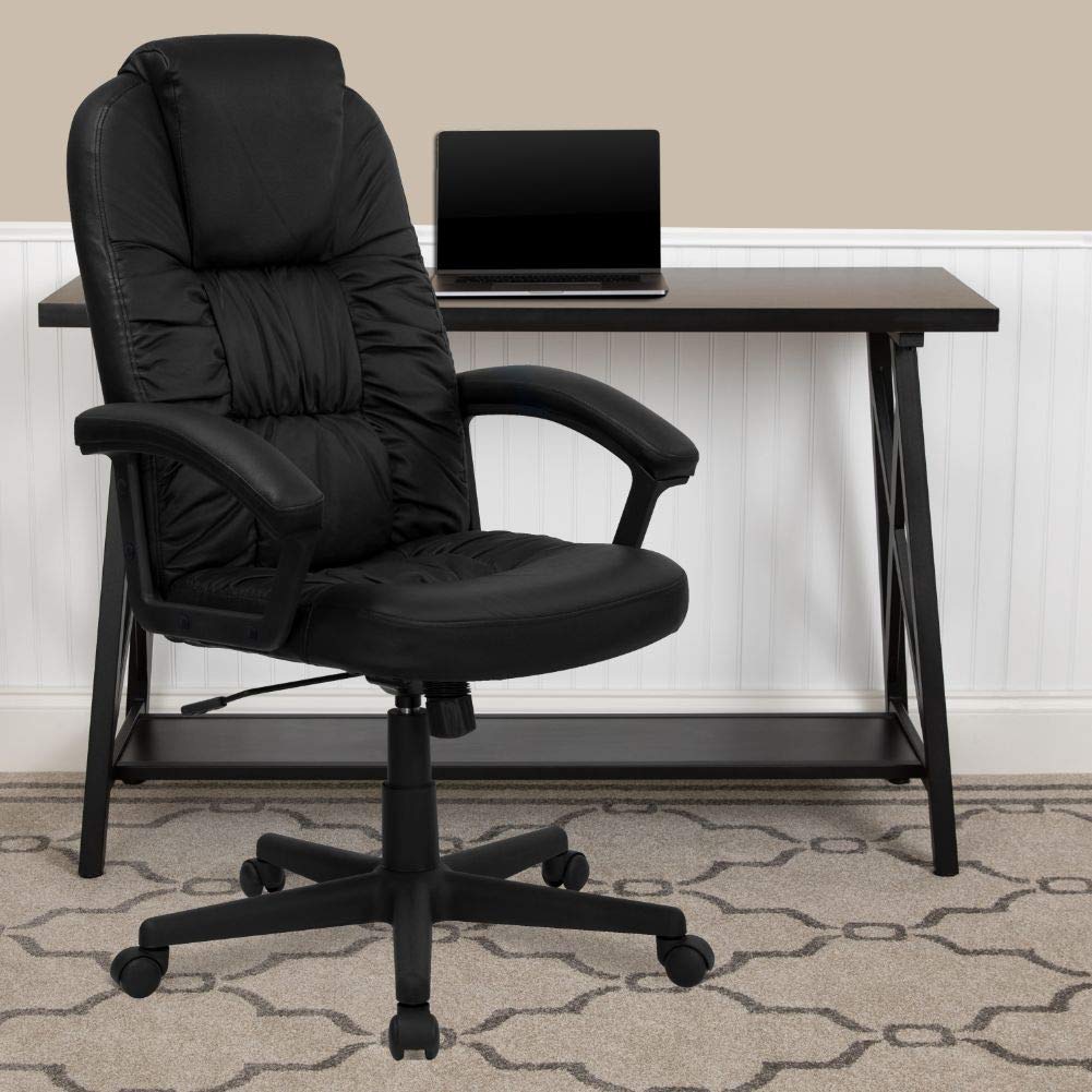Flash Furniture Hansel High Back Black LeatherSoft Executive Swivel Office Chair with Arms