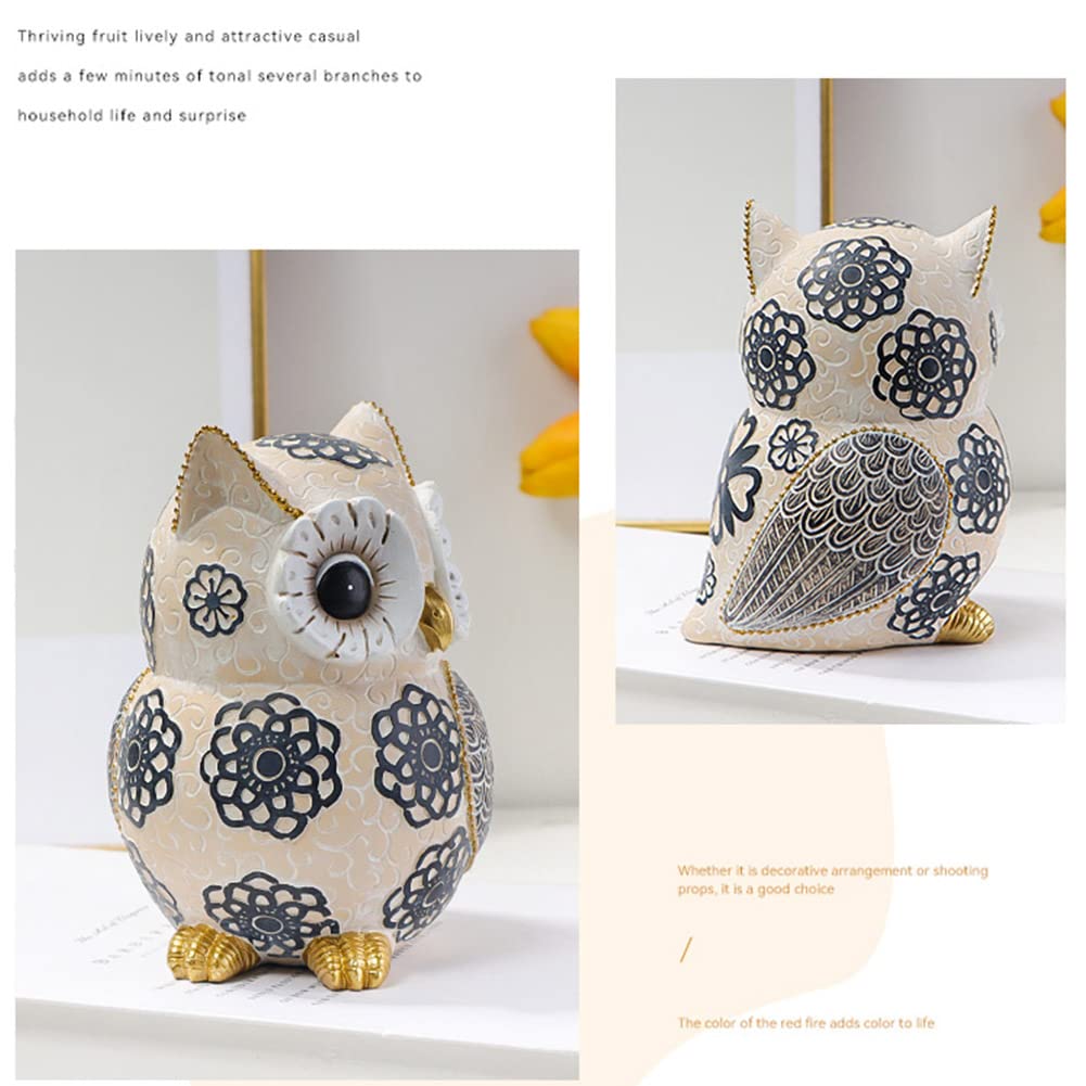 Owl Decor For Home Small Owl Statue Owl Figurines For Shelf Bookshelf Bedroom Office Decorations Cute White Adorable Gifts For O
