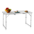 Outvita 4ft Portable Folding Picnic Table, Outdoor Waterproof 2 Level Adjustable Height Camping Table, Aluminum Lightweight Suit