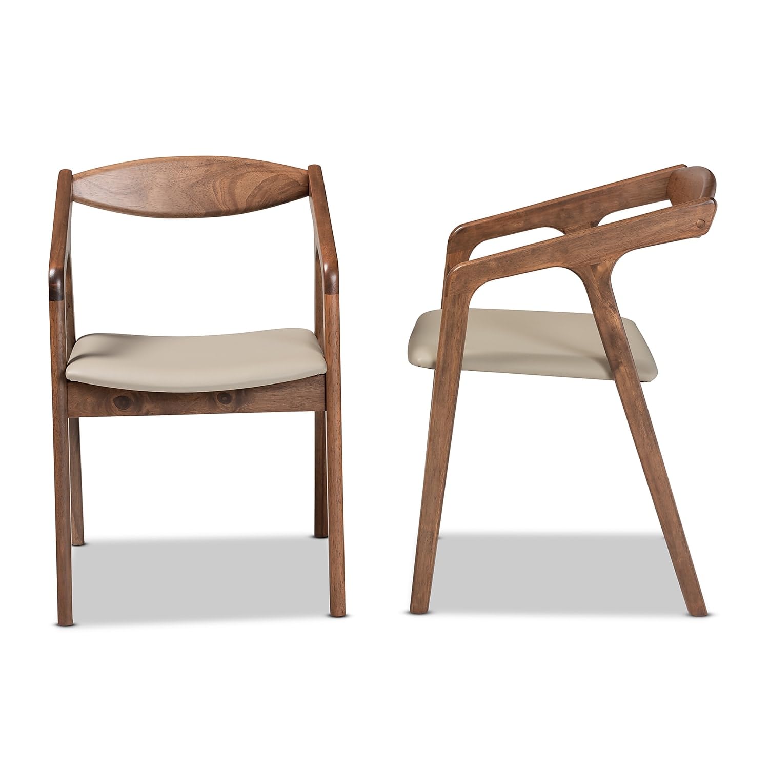 Baxton Studio Grey Faux Leather Wood Dining Chair Set - Thumbnail 3