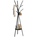 Coat Rack Hat Stand Free Standing Display Hall Tree Metal Hat Hanger Garment Storage Holder with 9 Hooks for Clothes Hats and Sc