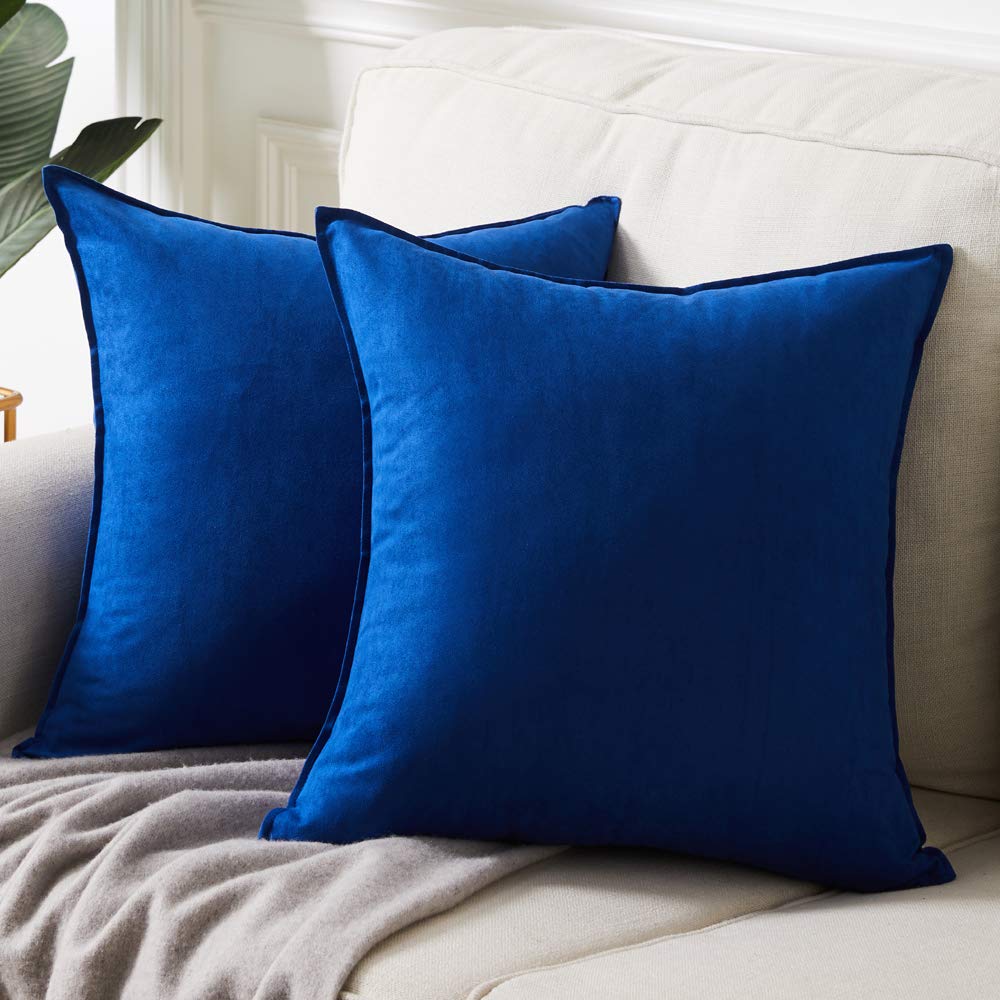 Fancy Homi 2 Packs Premium Faux Suede Decorative Throw Pillow Covers, Super Soft Square Pillow Case,Solid Cushion Cover For Couc