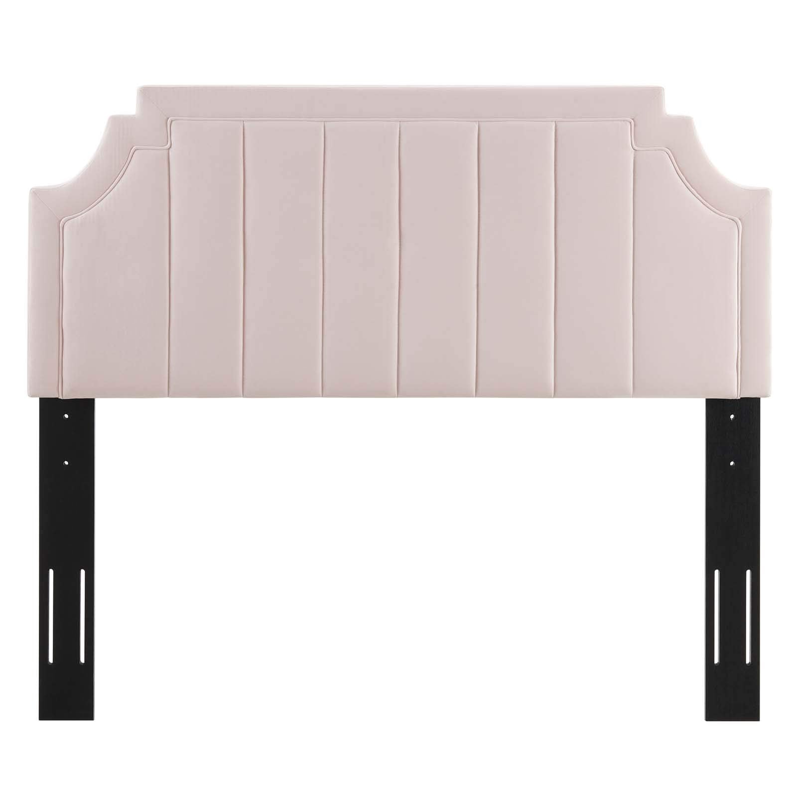 Modway Alyona Channel Tufted Performance Velvet Full/Queen Headboard in Pink