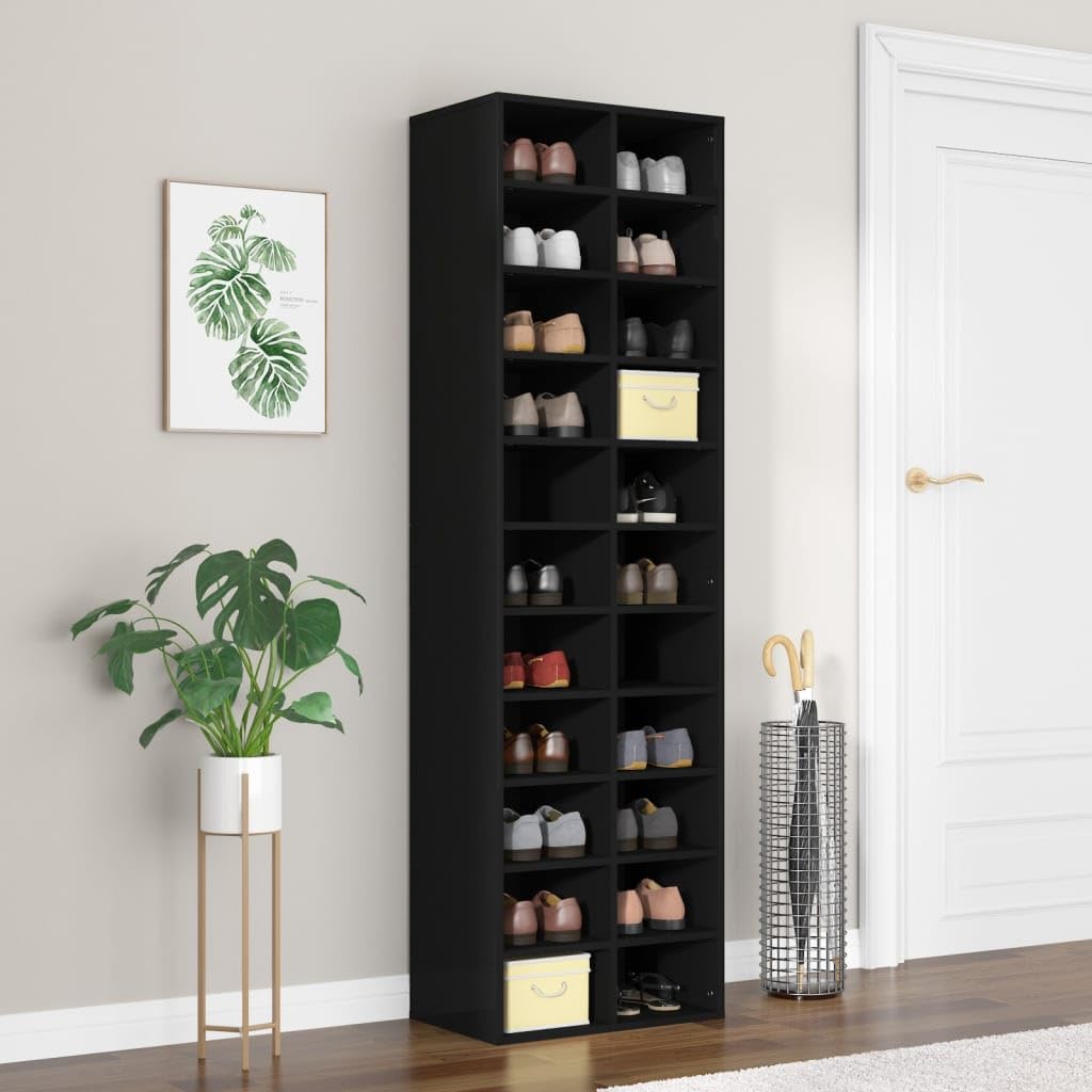 vidaXL Shoe Cubby, Shoe Cabinet with 22 Compartments, Shoe Rack, Shoe Storage Organizer for Entryway Hallway Bedroom Dorm Room, Black Engineered Wood