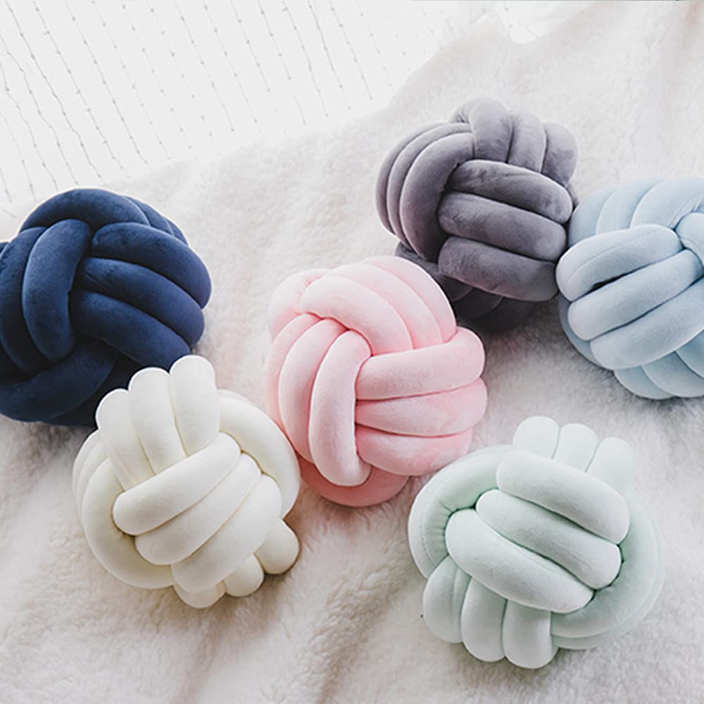 Knot Pillow Ball Round Cushion Pillows, Children Room Decoration Plush Toys Calming Stress Relief Toy (Dark Blue,11In/28Cm)