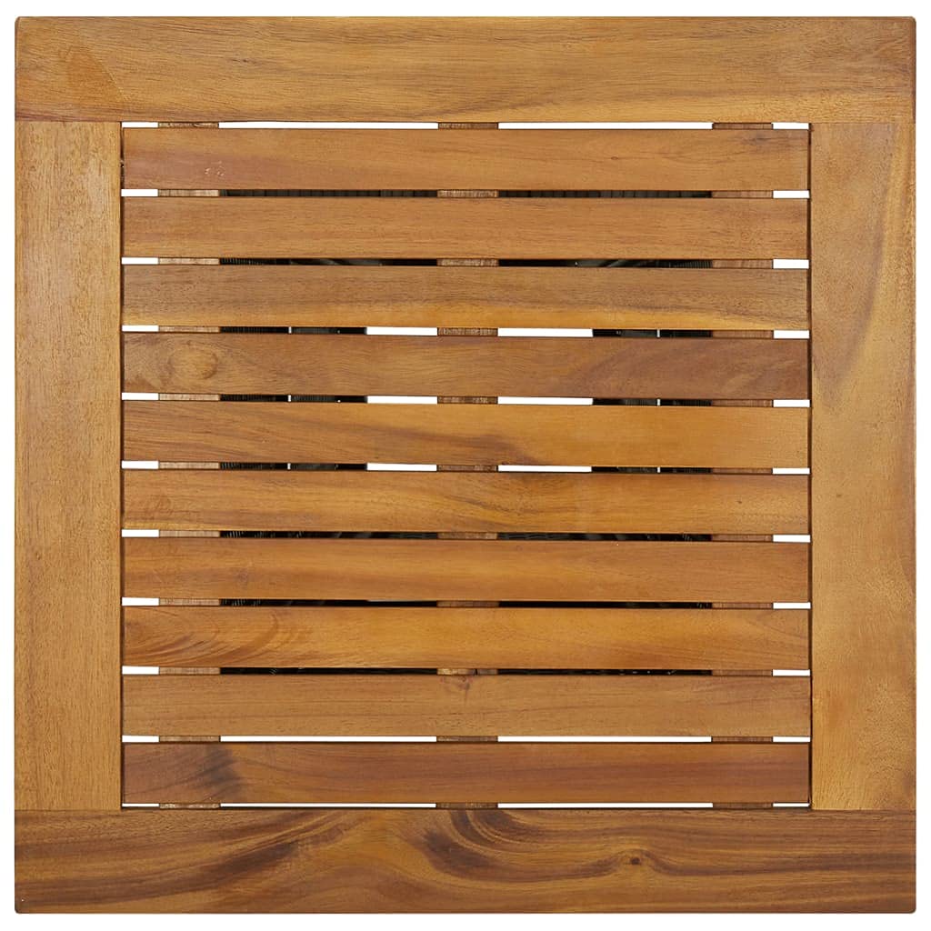 vidaXL Outdoor Poly Rattan Bar Table - Gray with Solid Acacia Wood Top and Base, Powder-Coated Steel Frame - Weather-Resistant, Easy Assembly, 23.6&quot;x23.6&quot;x43.3&quot;