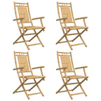 vidaXL Bamboo Folding Patio Chairs - Brown, 4 Pcs, 20.9"x26"x39" - Garden/Patio Seat, Water-Resistant, Armrest, Foldable