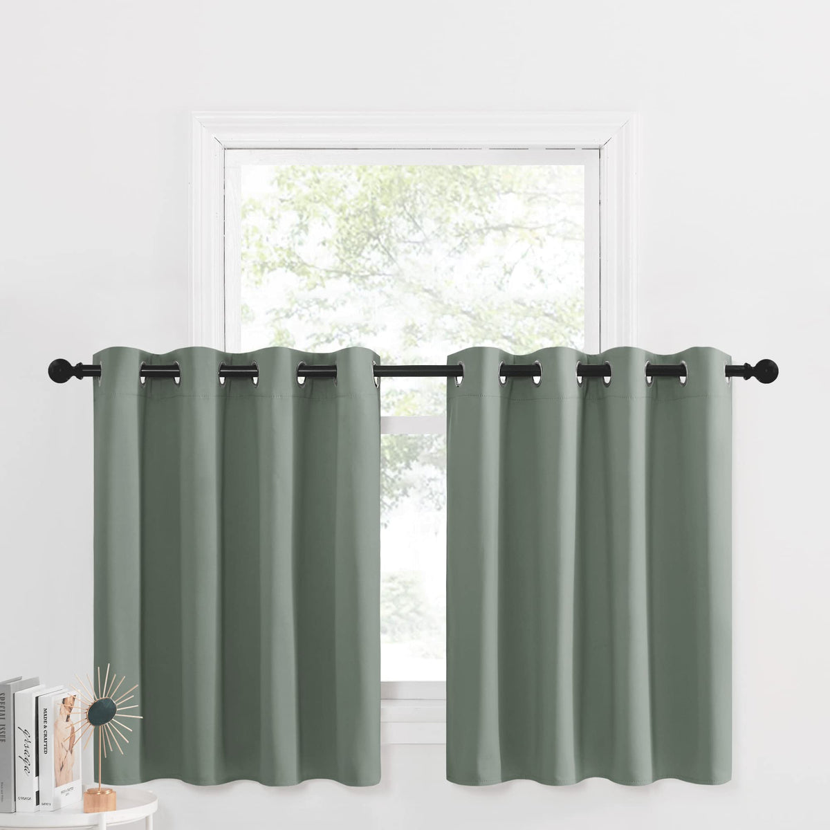 Nicetown Window Valances And Tiers For Living Room, Country Room Darkening Short Curtains For Kitchen Grommet Rustic Window Cove