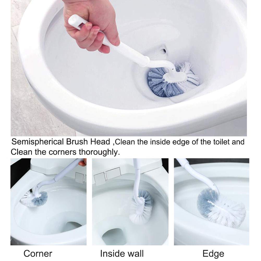 Marbarsse Bathroom Toilet Bowl Brush And Holder, Curved Design Toilet Brush For Deep Cleaning Under Rim, Best Toilet Brush Set,