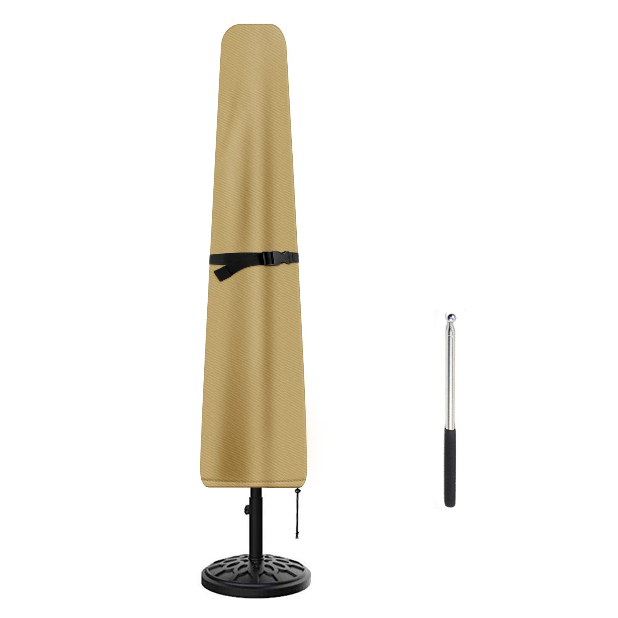 Patio Umbrella Cover, Waterproof Umbrella Covers For 7Ft To 9Ft Outdoor Umbrellas Market Parasol Covers With Push Rod, Beige