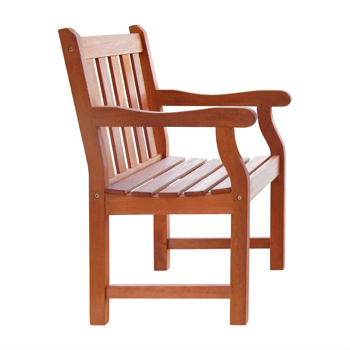 HomeRoots Tan Wood: Eucalyptus Brown Garden Armchair