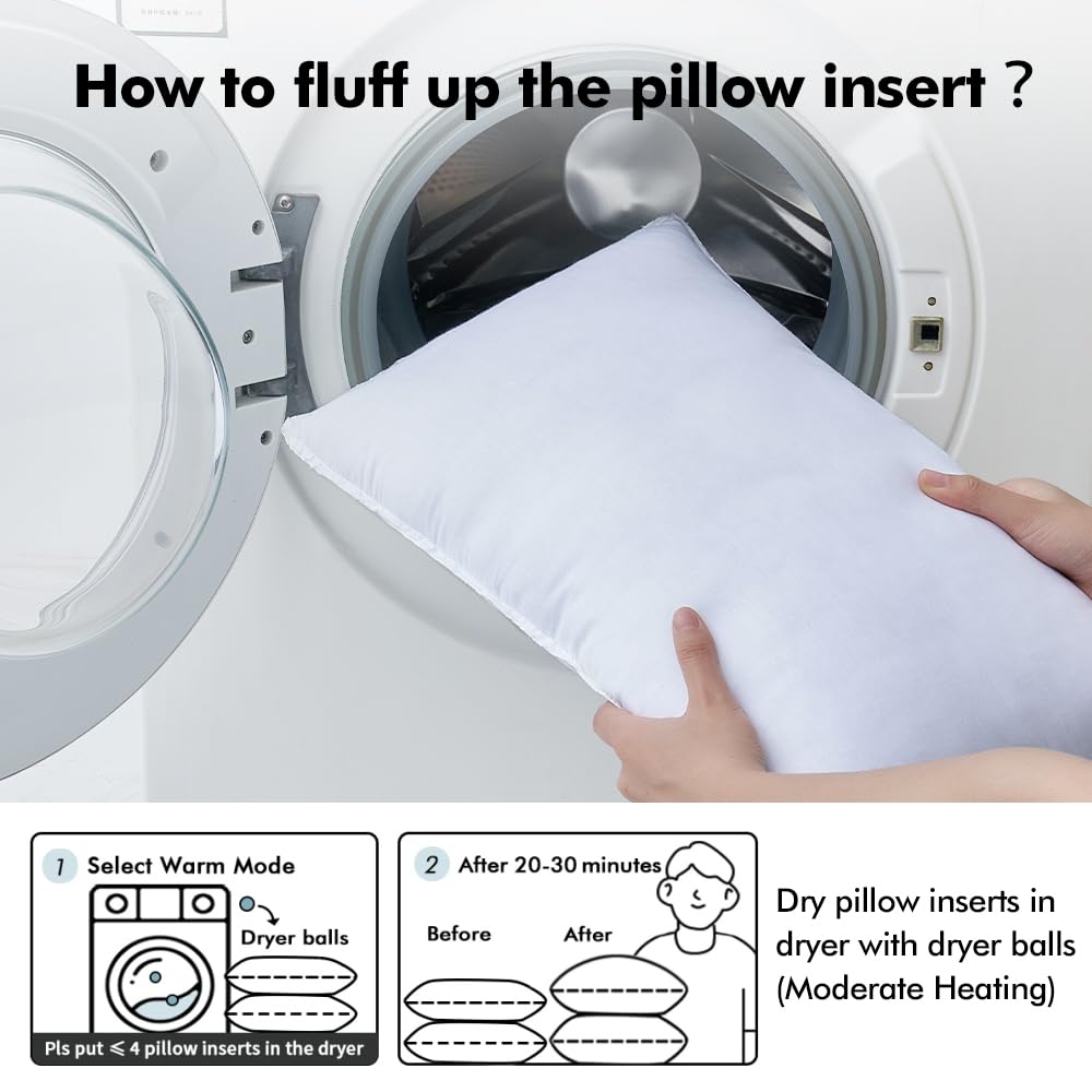 Miulee 22X22 Down Alternative Pillow Insert Euro Decorative Throw Pillow 22 Inch Body Pillow Bed Sleeping Pillow Ultra Soft Fluf