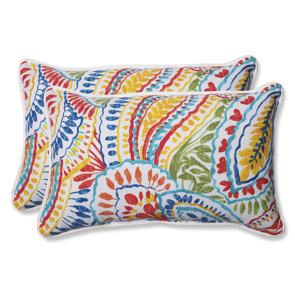 Pillow Perfect Paisley Indoor/Outdoor Accent Throw Pillow, Plush Fill, Weather, And Fade Resistant, Lumbar - 11.5' X 18.5' , B