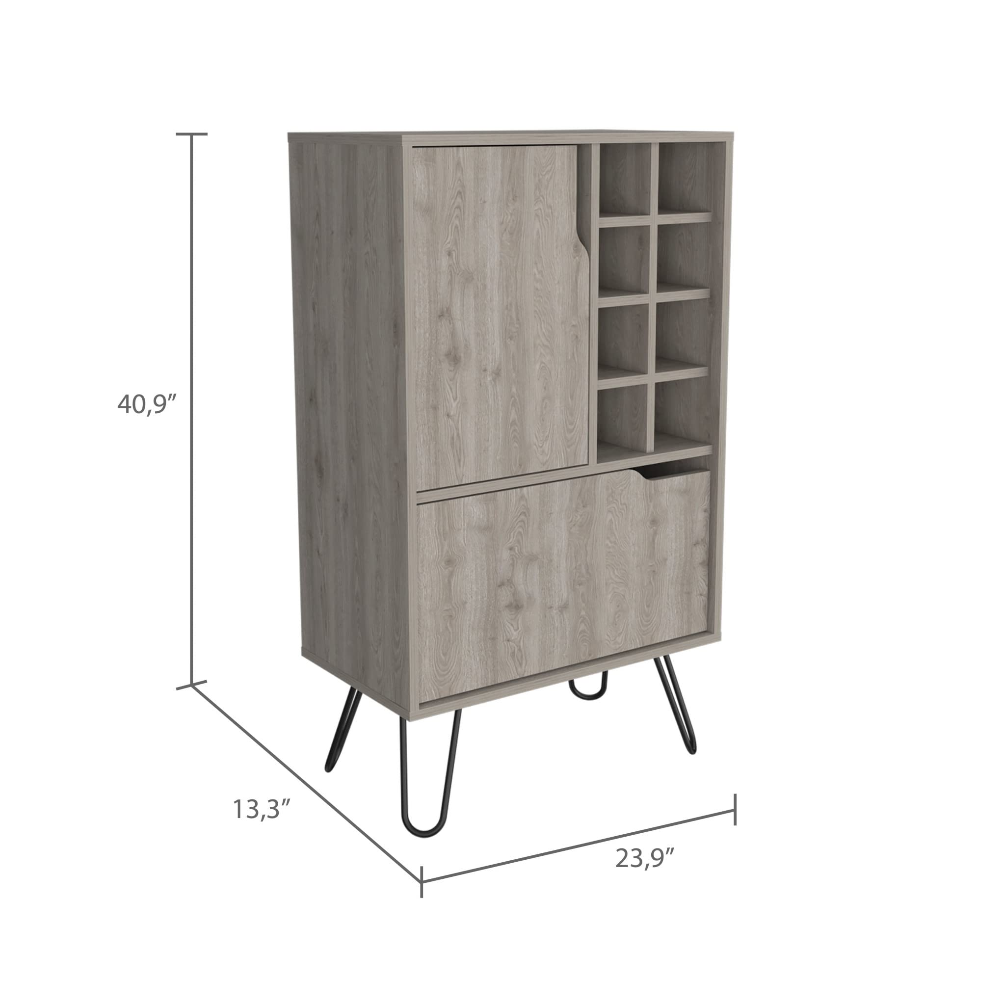 HomeRoots Light Gray Bar Cabinet with Two Door Panels