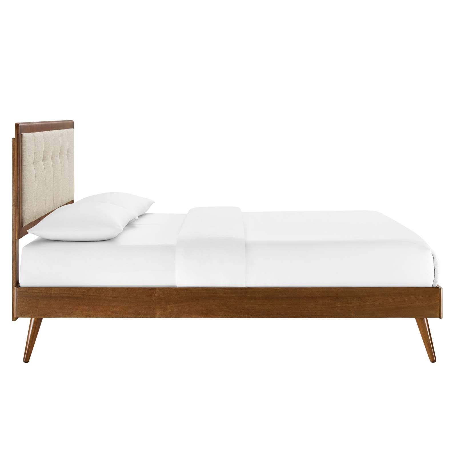 Modway Mod-6385-Wal-Bei Willow Queen Wood Platform Bed With Splayed Legs, Walnut Beige