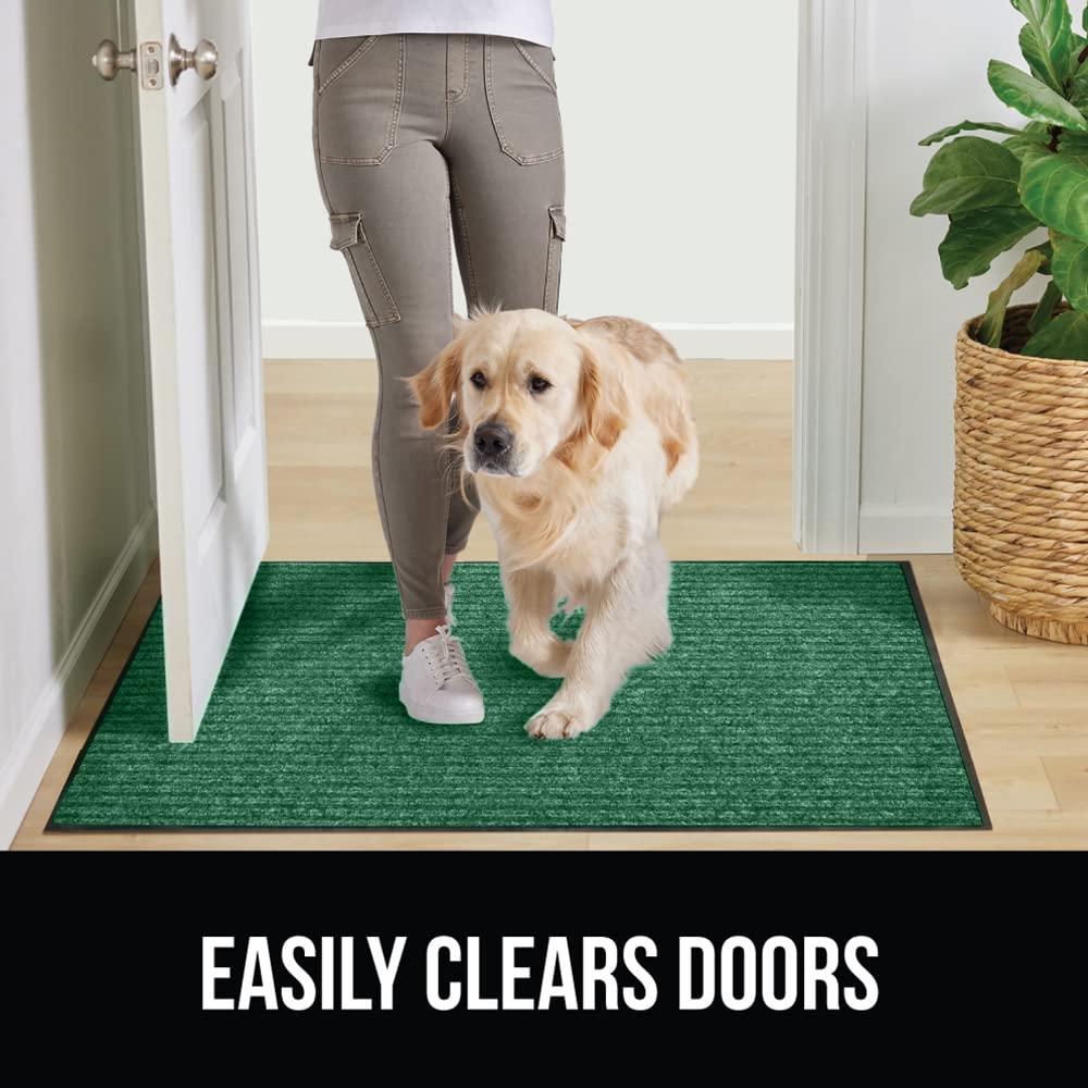 Gorilla Grip Waterproof Heavy Duty Traffic Guard Doormat, Stain And Fade Resistant, Durable Rubber, Low Profile Door Mat, Shoe Scraper, Welcome Mats For Entry, 60X36, Green