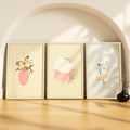 SoulAbiti Pastel Care & Kindness set of 3 Framed Wall Print 12x18 inch Light Brown Frame PlexiGlass Minimal Art ready to hang f