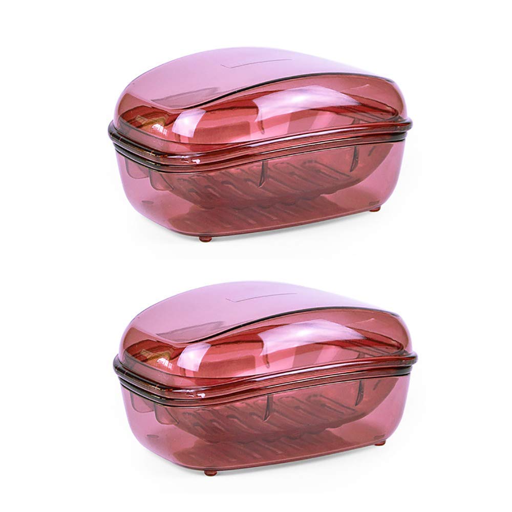 Dearjana Transparent Plastic Soap Case Holder Portable Clear Soap Container Box for Home Kitchen, Large Size, Pack of 2 (Style 2