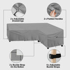 Outdoorlines Waterproof Outdoor Patio Sectional Cover - Uv Resistant & Windproof L-Shaped Patio Furniture Covers For Deck, Lawn And Backyard, 420D Heavy Duty Couch Cover, Right Facing, 104'X83', Gray