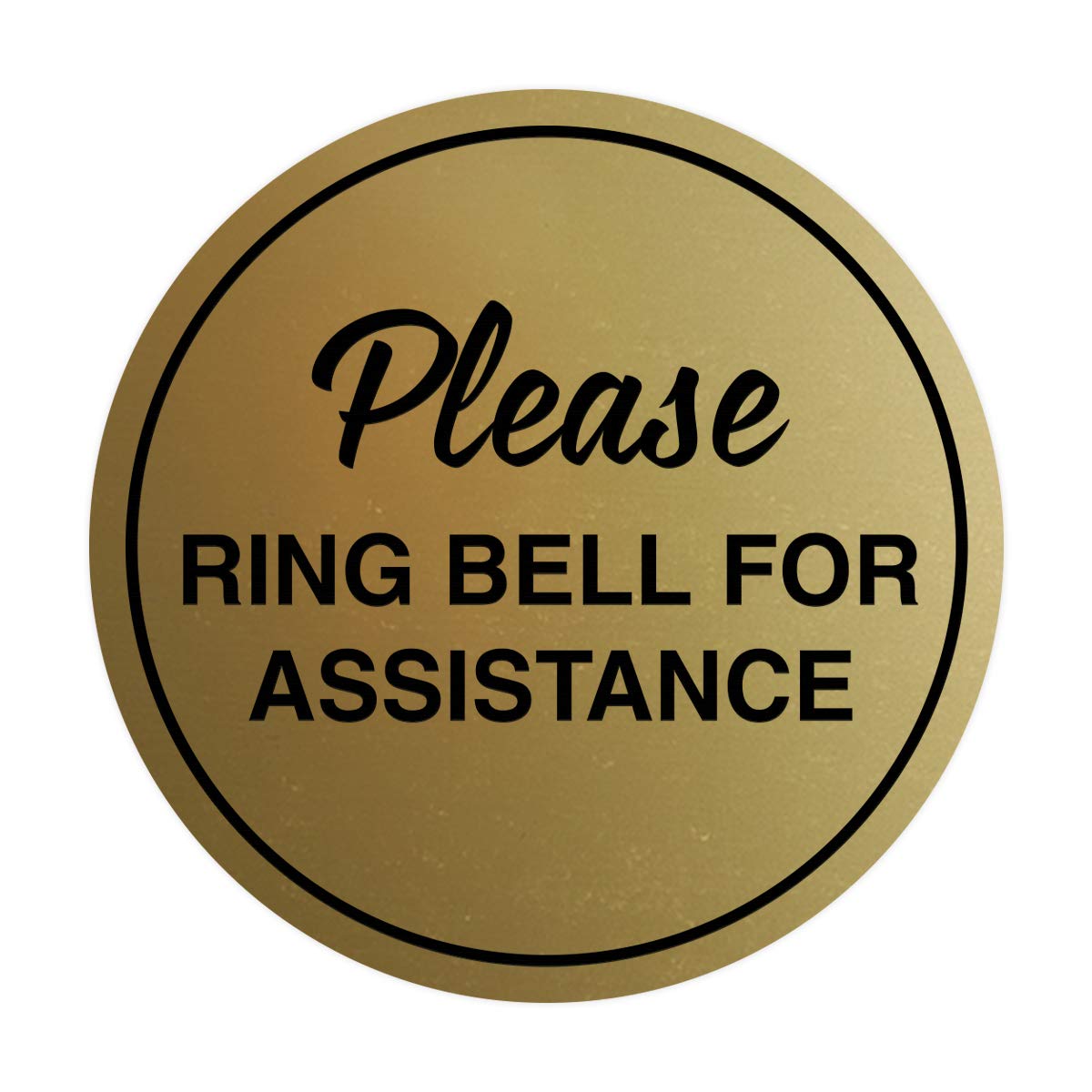 Signs Bylita Circle Please Ring Bell For Assistance Wall Or Door Sign | Easy Installation | Front Desk Reception Sign (Brushed G