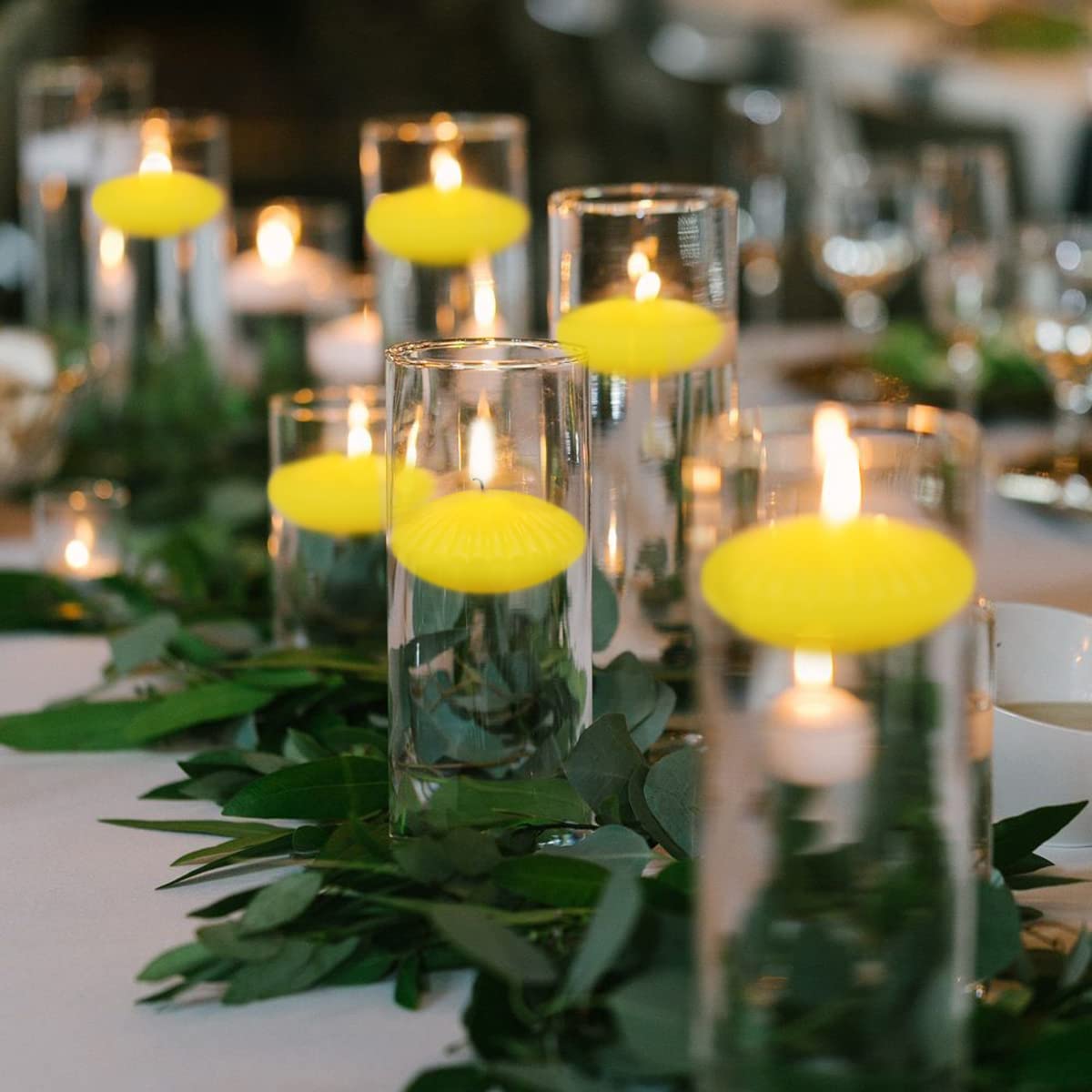 12 Pack 3 Inch Citronella Floating Candles For Summer, 10 Hour Yellow Dripless Tealight Candles For Cylinder Vases, Centerpieces