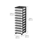 Iris Usa Plastic Drawer Storage Organizer Rolling Cart, With Wheels Casters, 10-Drawers, For Classroom Art Craft Supplies Dresser Closet Bathroom Bedroom, Top Organizer For Small Parts, Black/Pearl