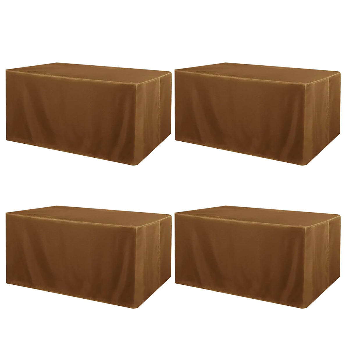 Manmengji 4 Pack Fitted Table Covers For 6 Foot Tables - Water Resistant Washable Rectangle Tablecloth For Wedding, Banquet And Trade Shows, 72L X 30W X 30H Inches, Brown