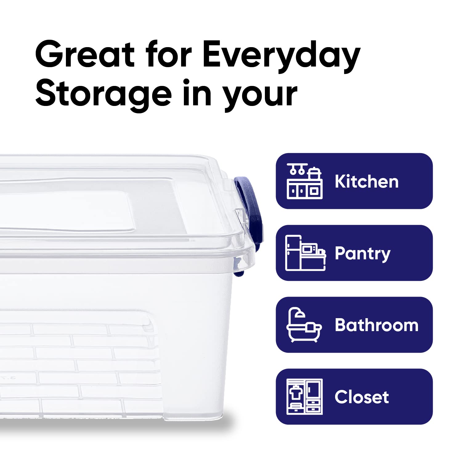 Superio 4 Qt Clear Plastic Storage Bins With Lids And Latches, Organizing Containers, Stackable Plastic Tote For Household, Gara