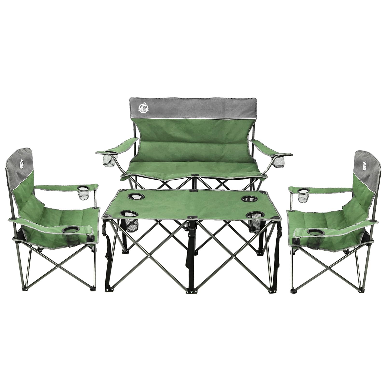 Northroad Folding Camping Chair Set of 4, Portable Collapsible Conversation Set w/1 Sofa, 2 Single Chairs, 1 Table for Family Pa