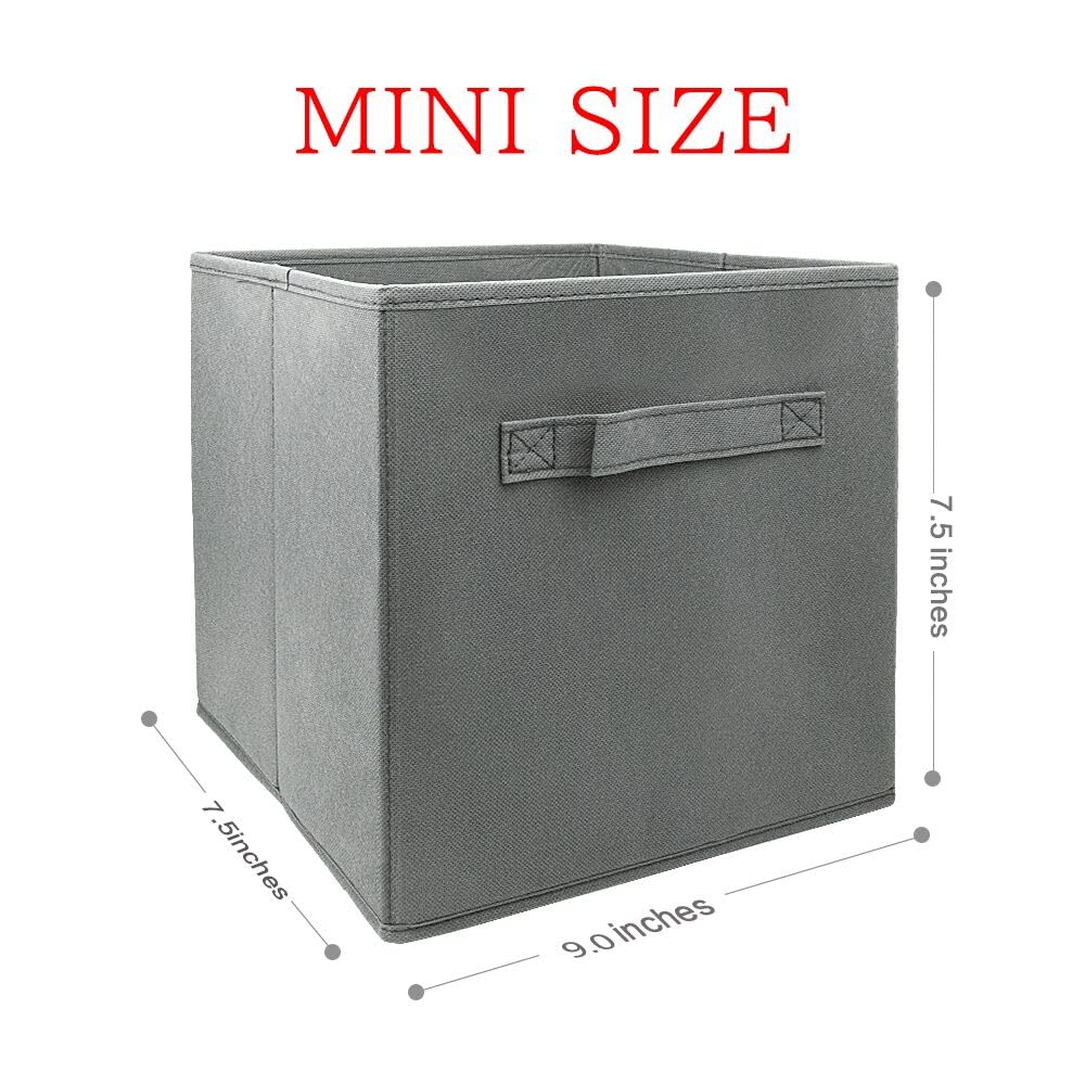 Ebigic Mini Size 1-Pack Cube Storage Bins 9.0''X7.5''X7.5'' Fabirc Foldable Closet Toy Organizer Collapsible Cloth Gray
