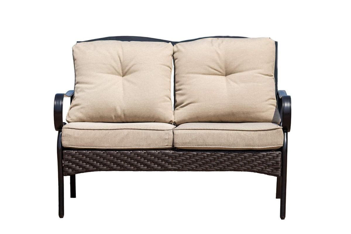 HomeRoots 48&quot; Beige Polyester Blend and Black Sofa