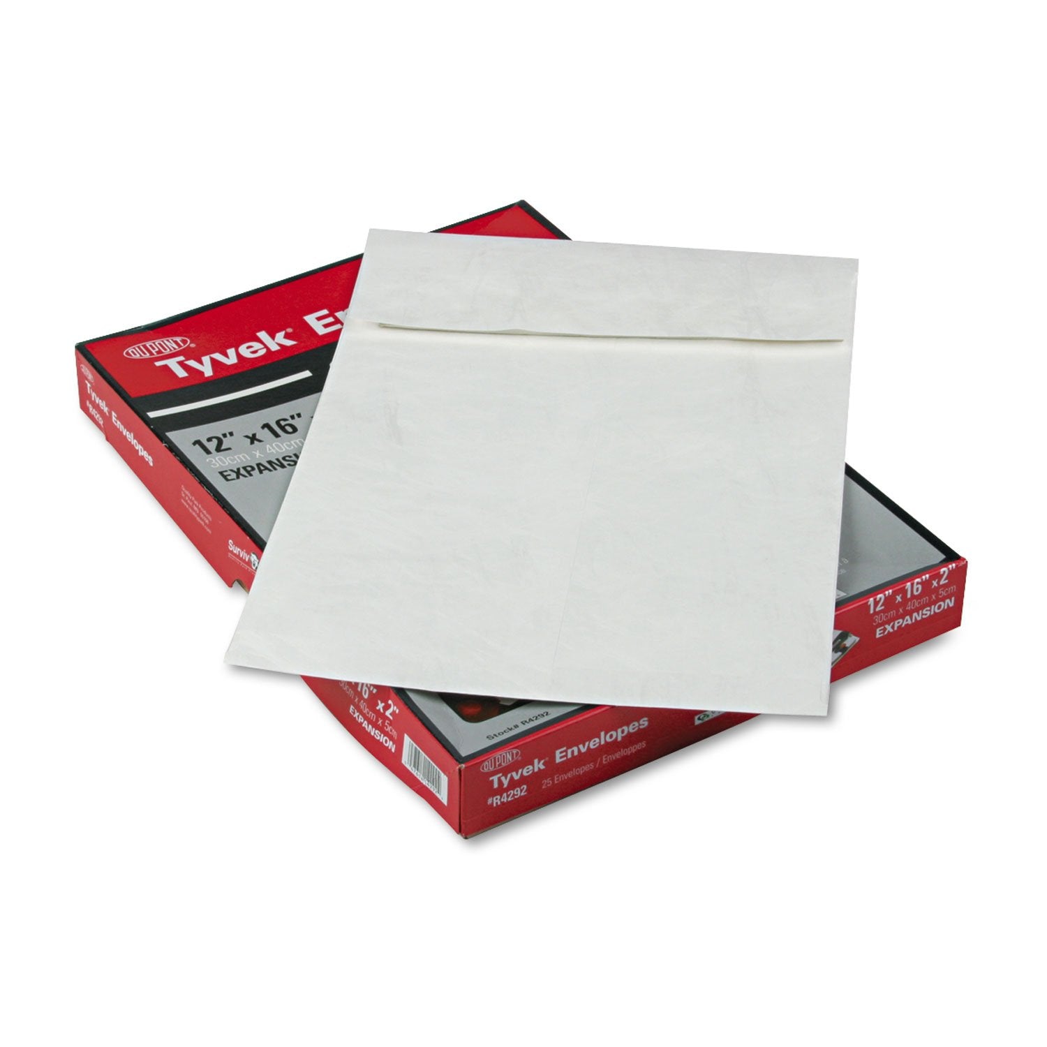 Survivor R4292 Tyvek Open-End Envelope,Plain,12-Inch X16-Inch X2-Inch,25/Bx,White