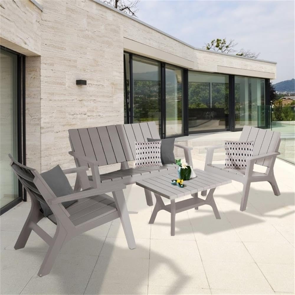 DUKAP Enzo 4 Piece Patio Seating Set with Storage Space, Outdoor Conversation Seats with Weather and Water Resistant Balcony Furniture, Spacious Porch Furnitures for Ultimate Comfort | Grey