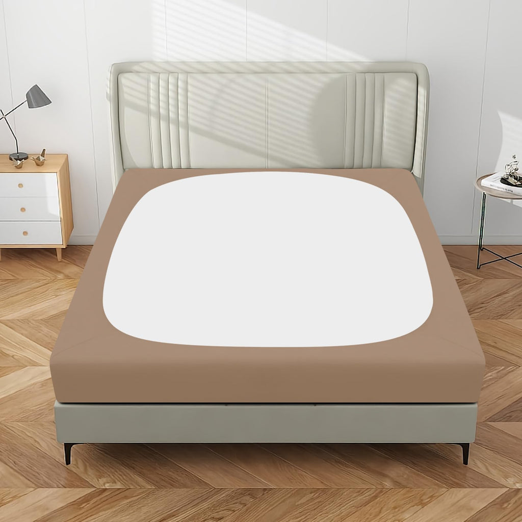 Purefit Stretchy Box Spring Cover King - Elastic Fitted Box Spring Wrap Around 4 Sides, Wrinkle & Fading Resistant Fits King And C-King Size Beds, Camel