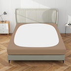 Purefit Stretchy Box Spring Cover Queen - Elastic Fitted Box Spring Wrap Around 4 Sides, Wrinkle & Fading Resistant Fits Queen Size Beds, Camel