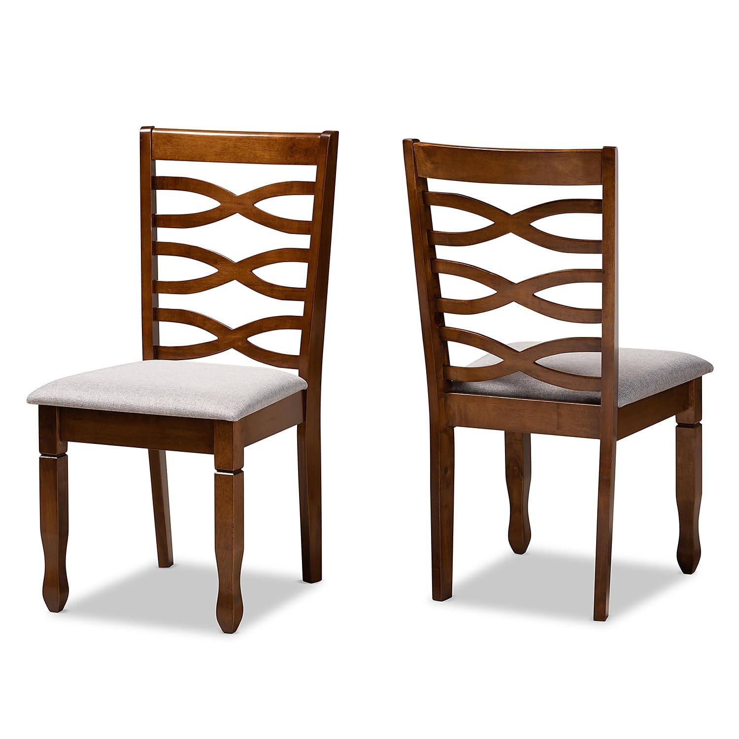 Baxton Studio Lanier Grey and Brown Finished Wood 2-Piece Dining Chair Set