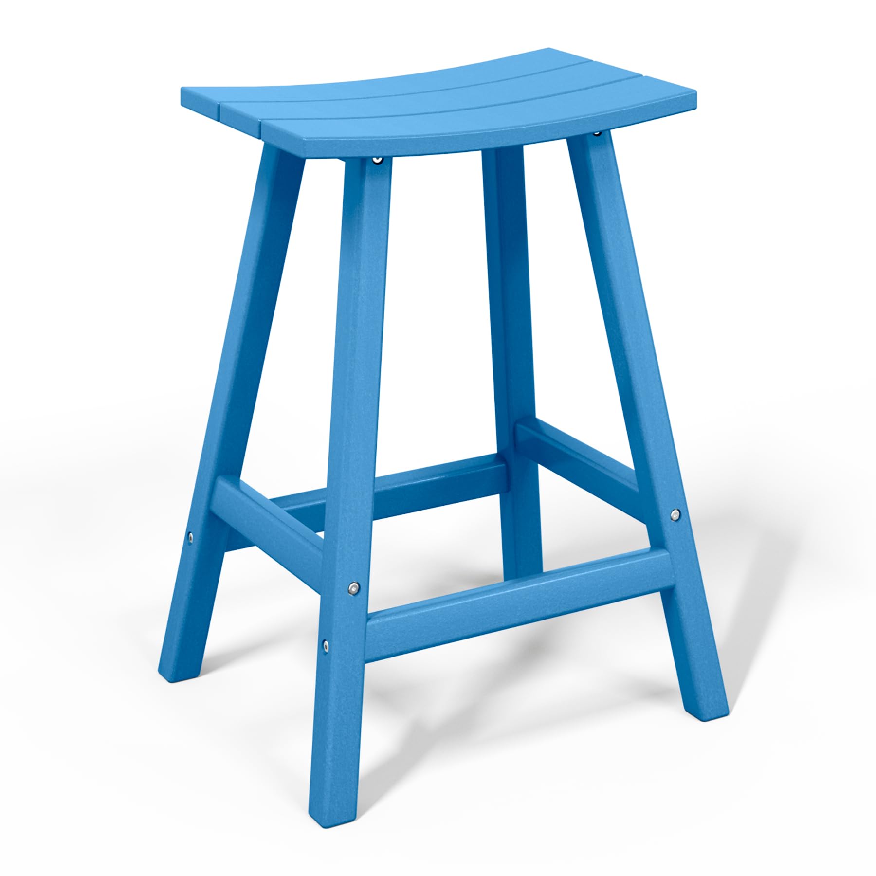 Costaelm 24' Height Outdoor Bar Stools, All-Weather Bar Stools, Adirondack Poly Patio Bar Stool For Patio, Deck, Kitchen Counter And Garden, Pacific Blue