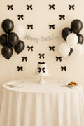 Black And White Birthday Decoration Kit With Balloons, Satin Ribbon Rolls, And Happy Birthday Banner, Diy Party Decor