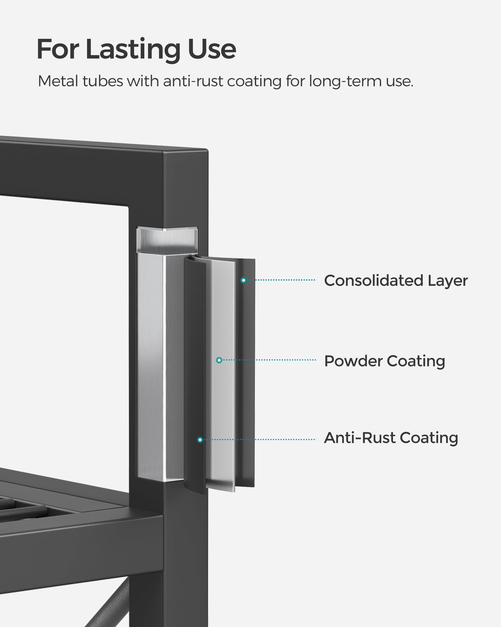 Songmics 3-Tier Metal Storage Rack With Wheels, Mesh Shelving Unit With X Side Frames, 23.6-Inch Width, For Entryway, Kitchen, Living Room, Bathroom, Industrial Style, Black Ubsc163B01
