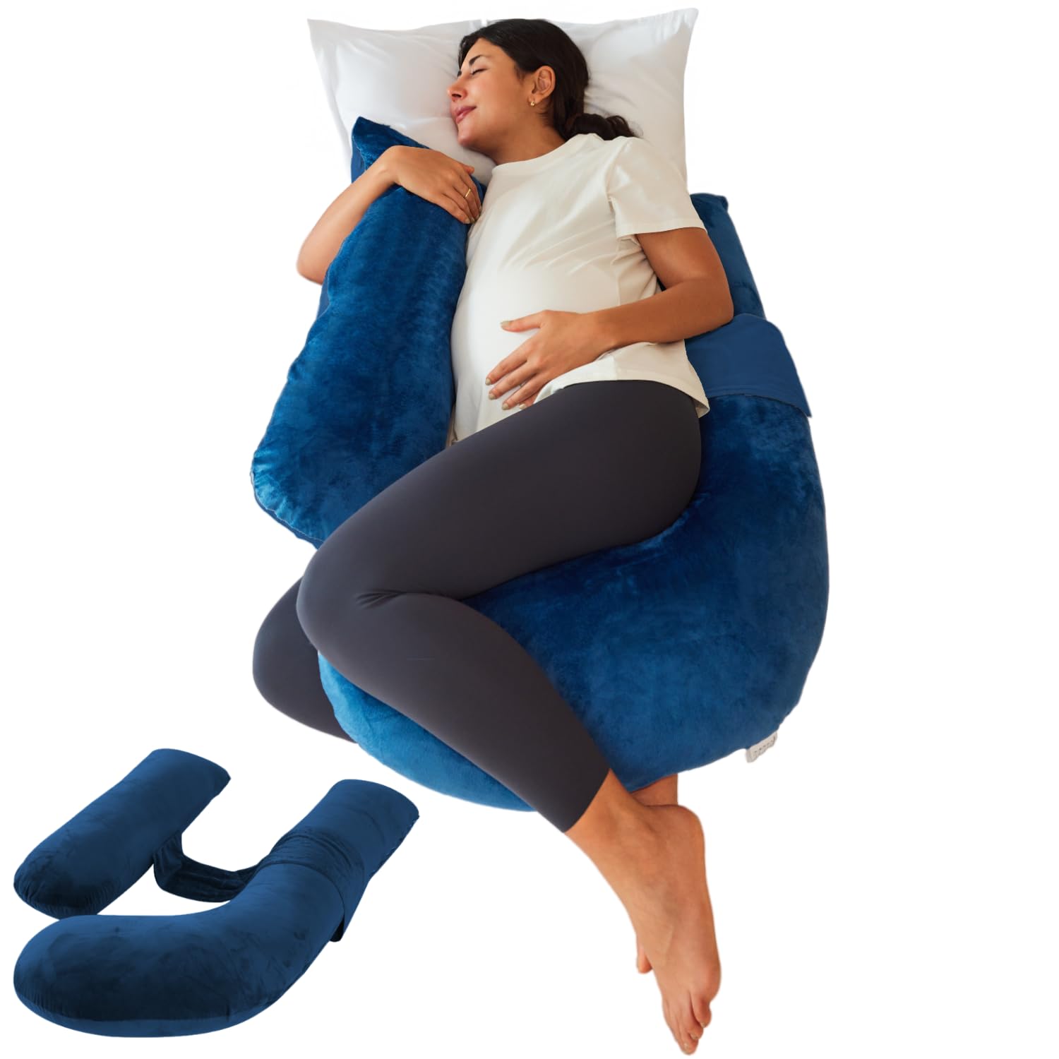 Pregnancy Pillows For Sleeping, Maternity Pillow For Side Sleeper, Support For Back, Legs, Belly, Hips For Pregnant Women Blue