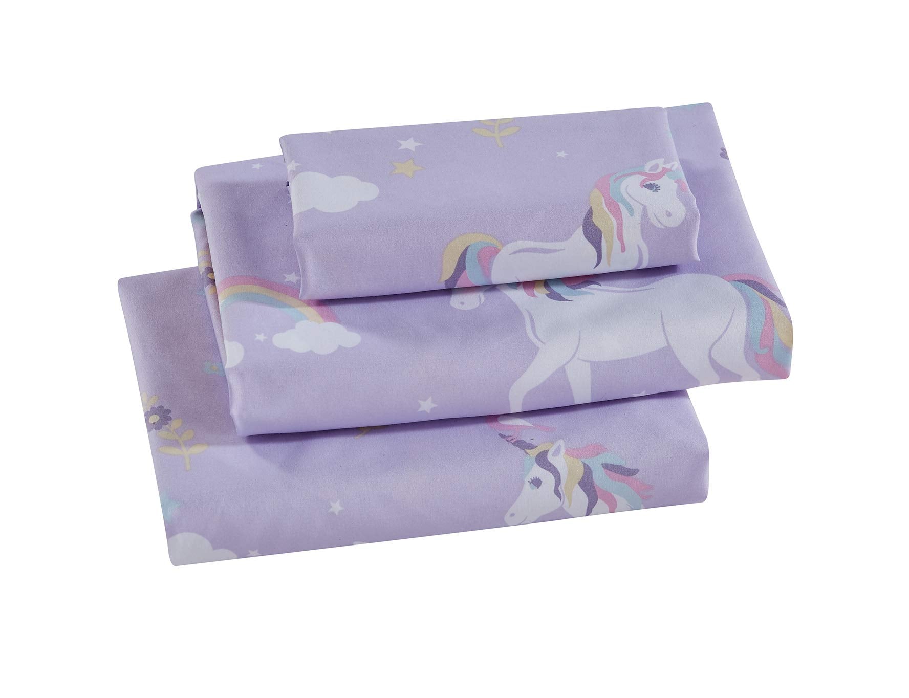 Linen Plus Sheet Set Kids/Teens Unicorn Bird Star Flower Cloud Lilac Purple Pink Yellow White New # Lilac Unicorn (Queen)