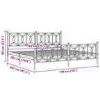 vidaXL King Metal Bed Frame – Black Steel, Headboard & Footboard, 81.5"x78"x35.4"
