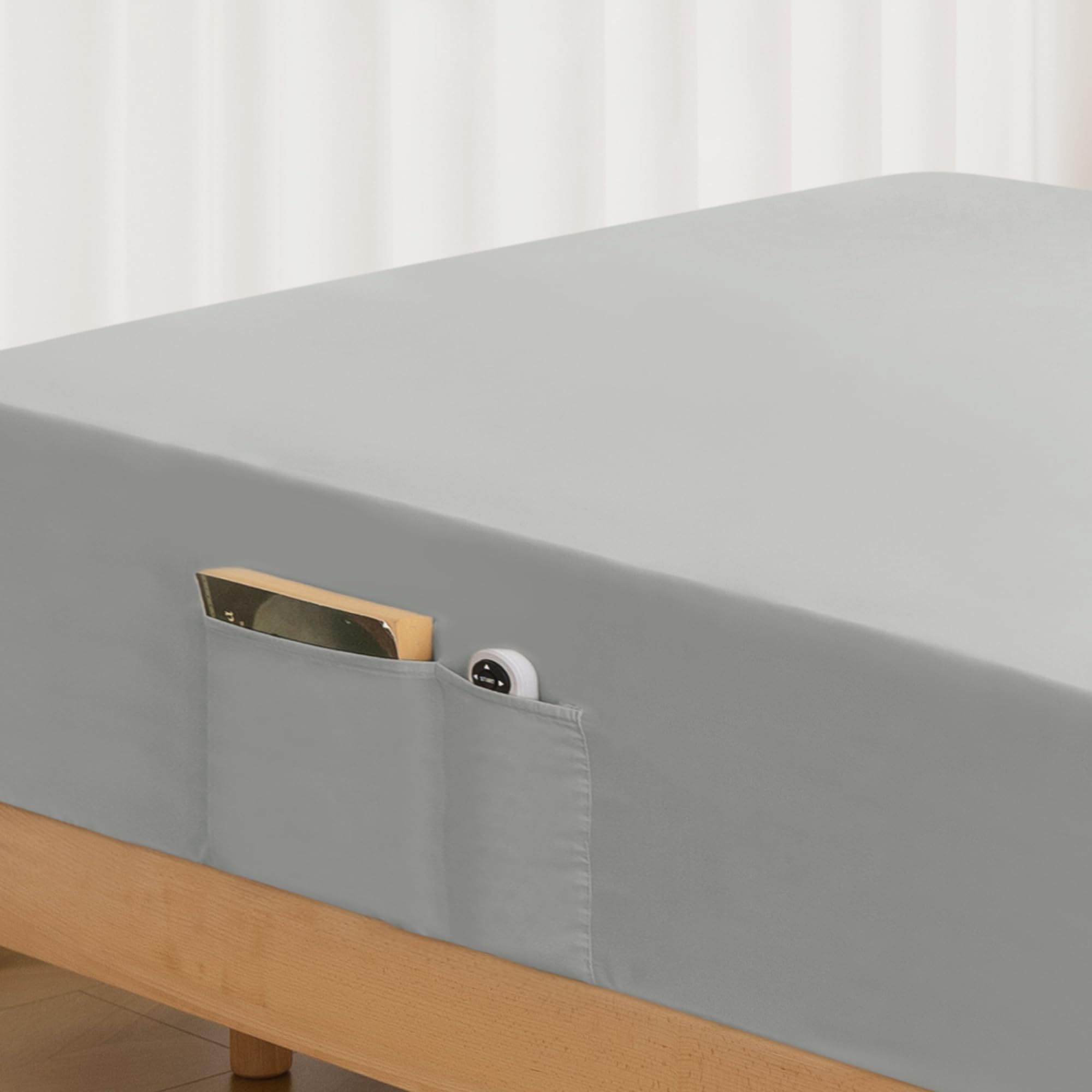 Twin Fitted Sheet Only With Side Storage Pocket - Premium 1800 Super Soft & Cozy Microfiber, Wrinkle, Fade, Shrinkage Resistant