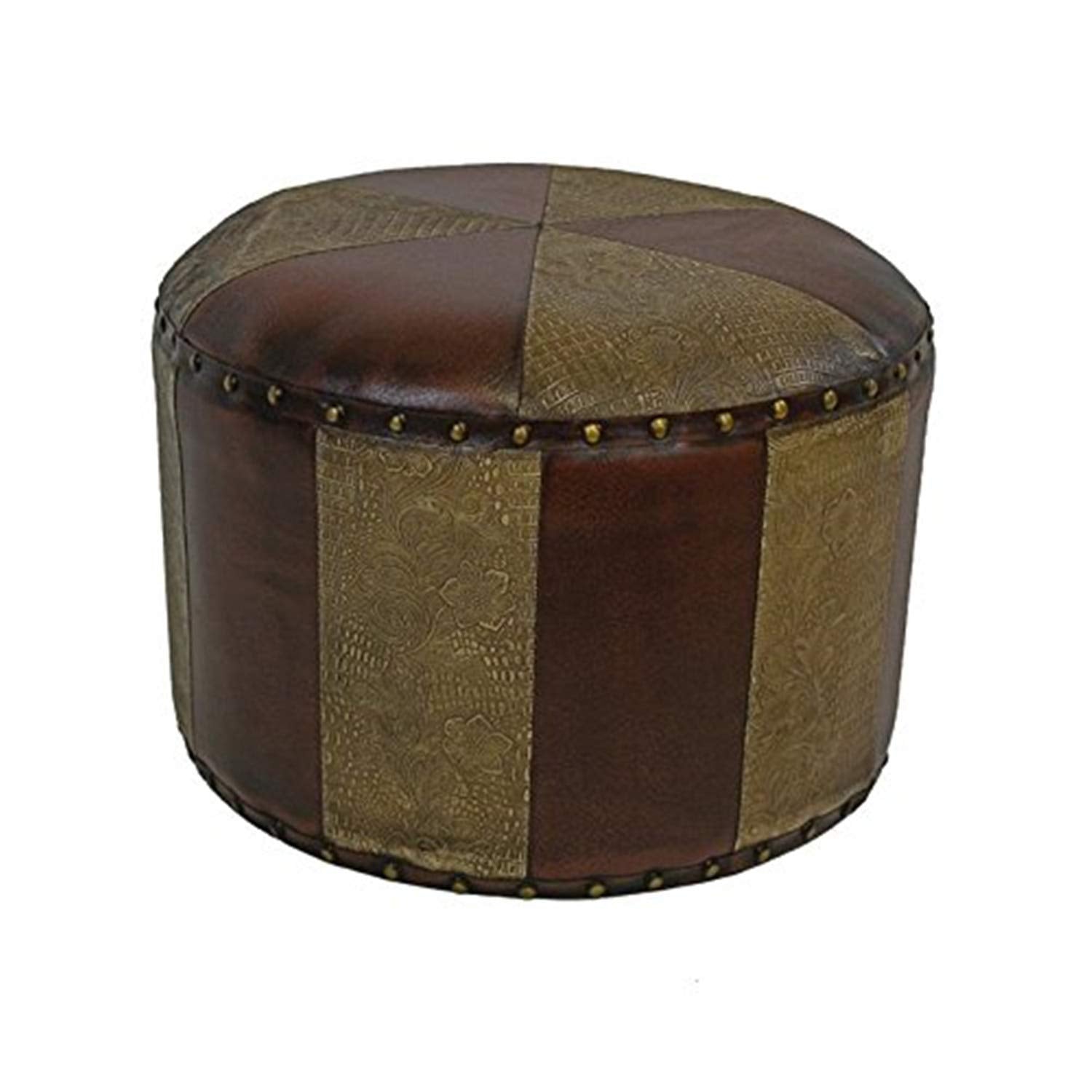 International Caravan Furniture Piece Mini Round Faux Leather Stool