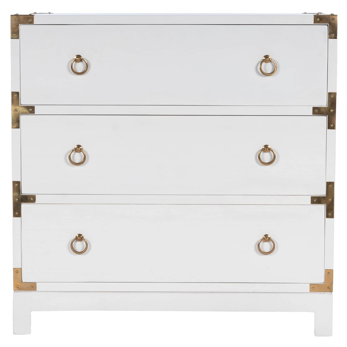 HomeRoots Mango Wood Solids, MDF, Brass Forster Glossy White Campaign Chest