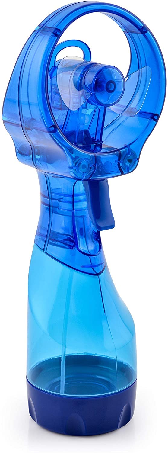 O2Cool Deluxe Handheld Battery Powered Water Misting Fan (Dark Blue)