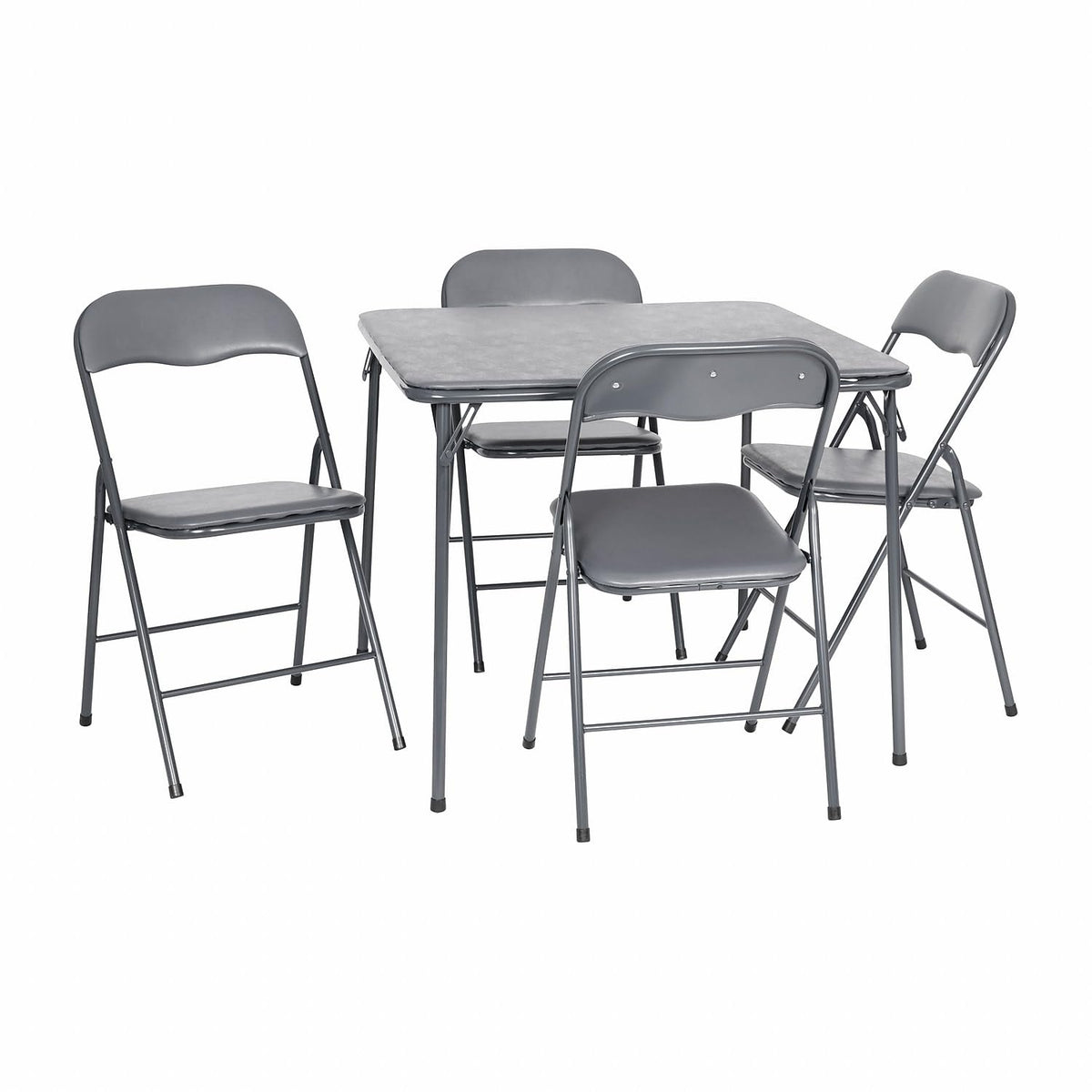 Flash Furniture Madison 5-Piece Folding Card Table and Chairs Set, Portable Event Table and Chairs Set for Indoor and Outdoor Gatherings, Gray